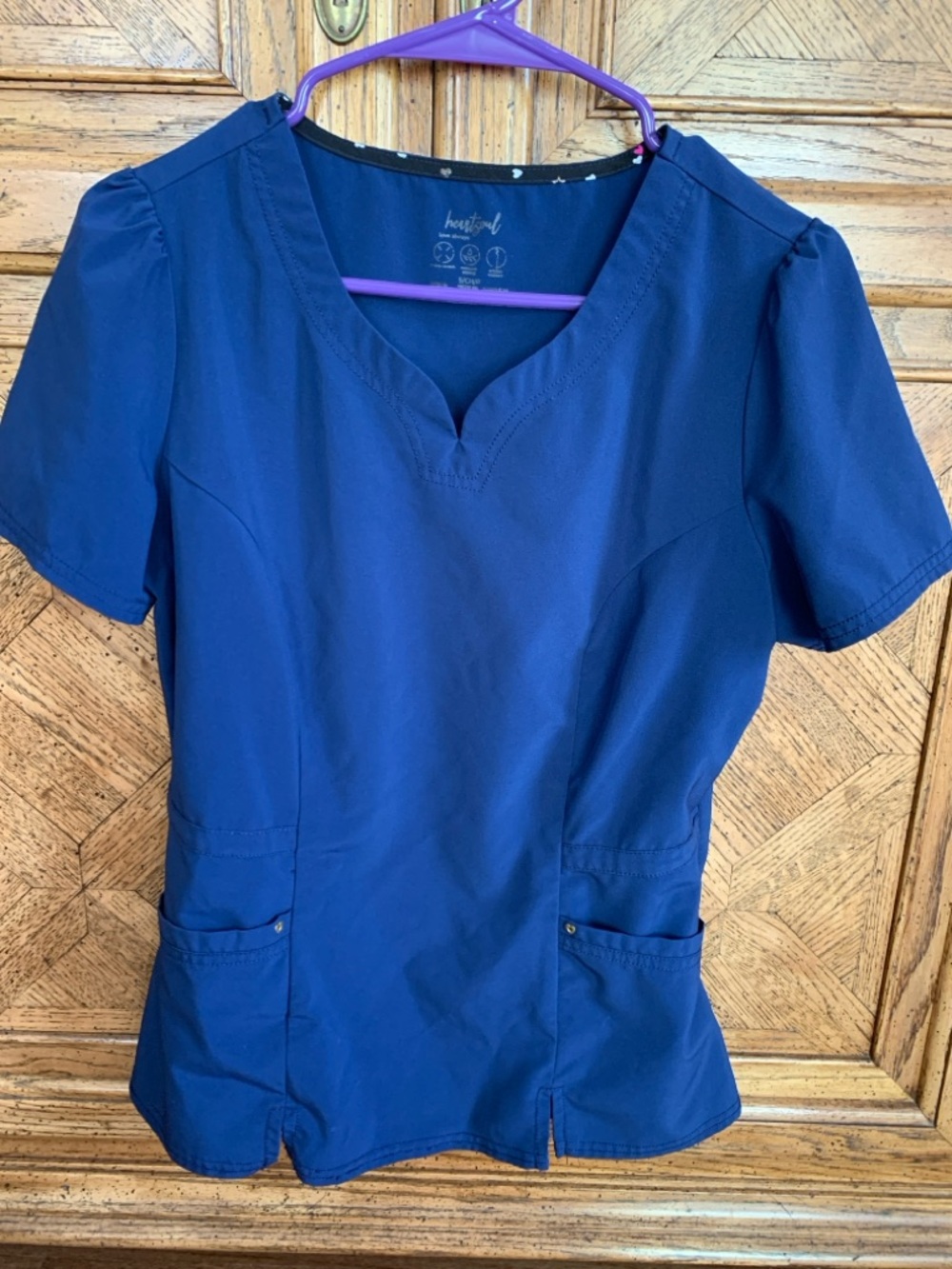 HeartSoul Navy V-Neck Short Sleeve Scrub Top
